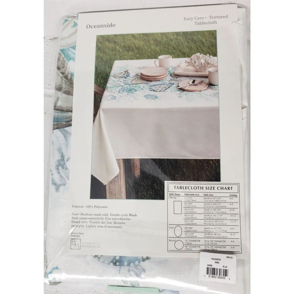 Printed Textured Fabric Tablecloth, 60